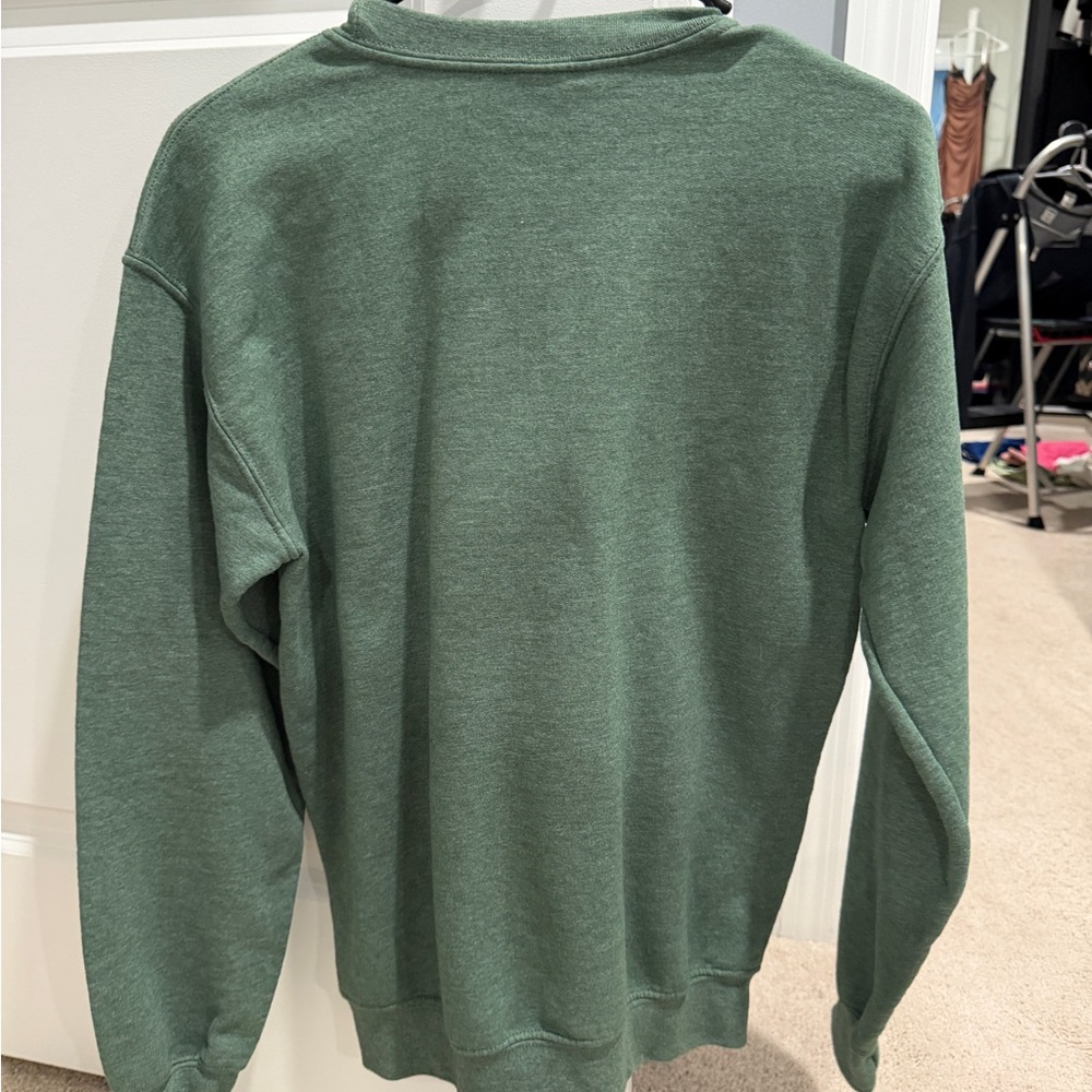 Gildan Green Sweater with Blue 'Nola' Print - Picture 3 of 4